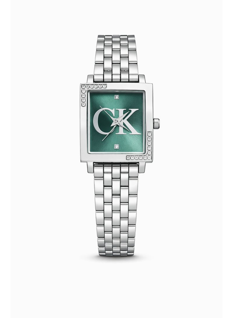 Calvin Klein Women’s Analog Watch with Green Dial & Stainless Steel Bracelet